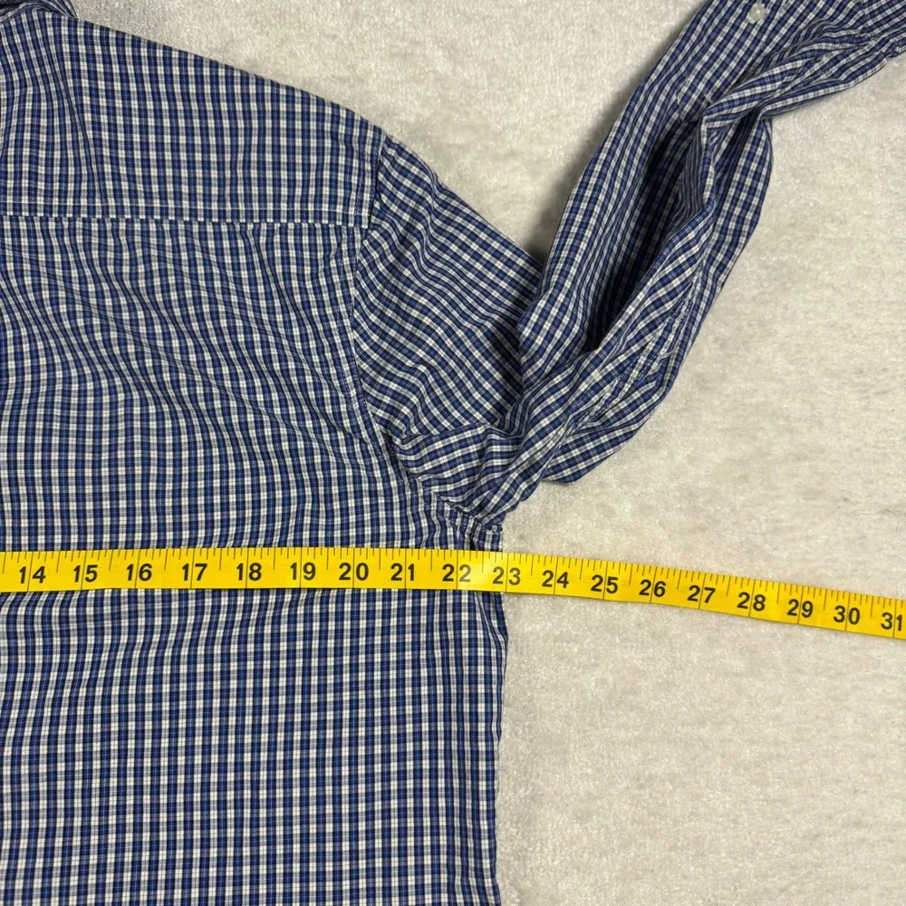 Lucky Brand Mens‎ White Label Fit Blue Gingham Button Down Shirt Large L